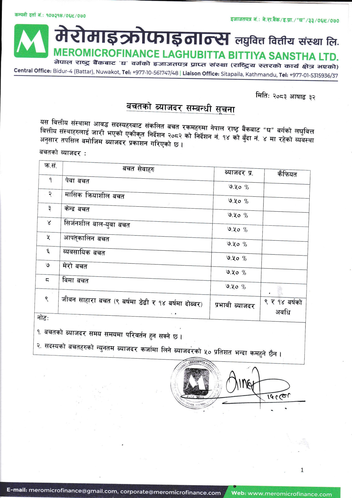 Deposit Interest Rate